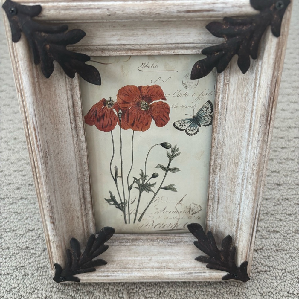 Picture Frame with Metal Leaf Corner Detail